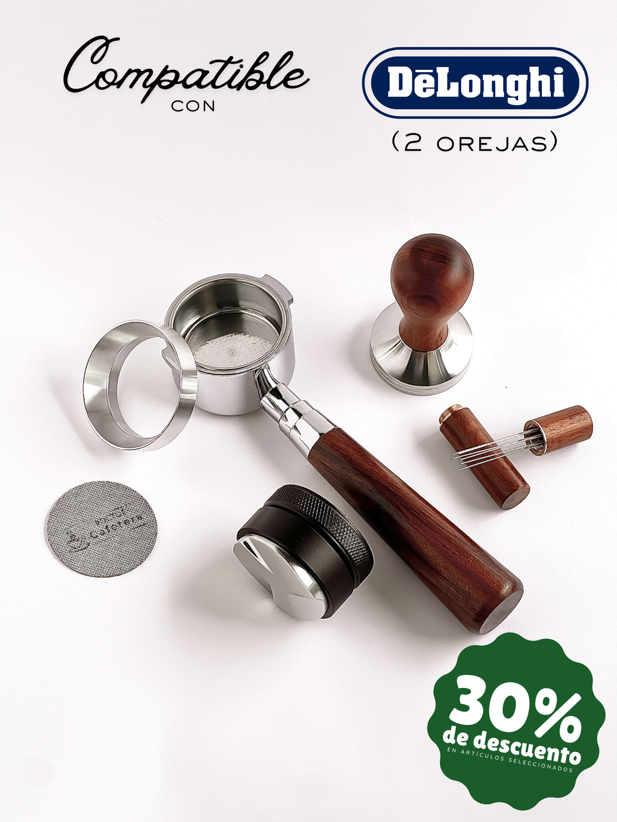 Kit de iniciación al espresso de 51mm compatible con De’Longhi (2 orejas)