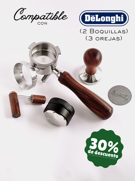 Kit de iniciación al espresso de 51mm compatible con De’Longhi 2 boquillas y 3 orejas