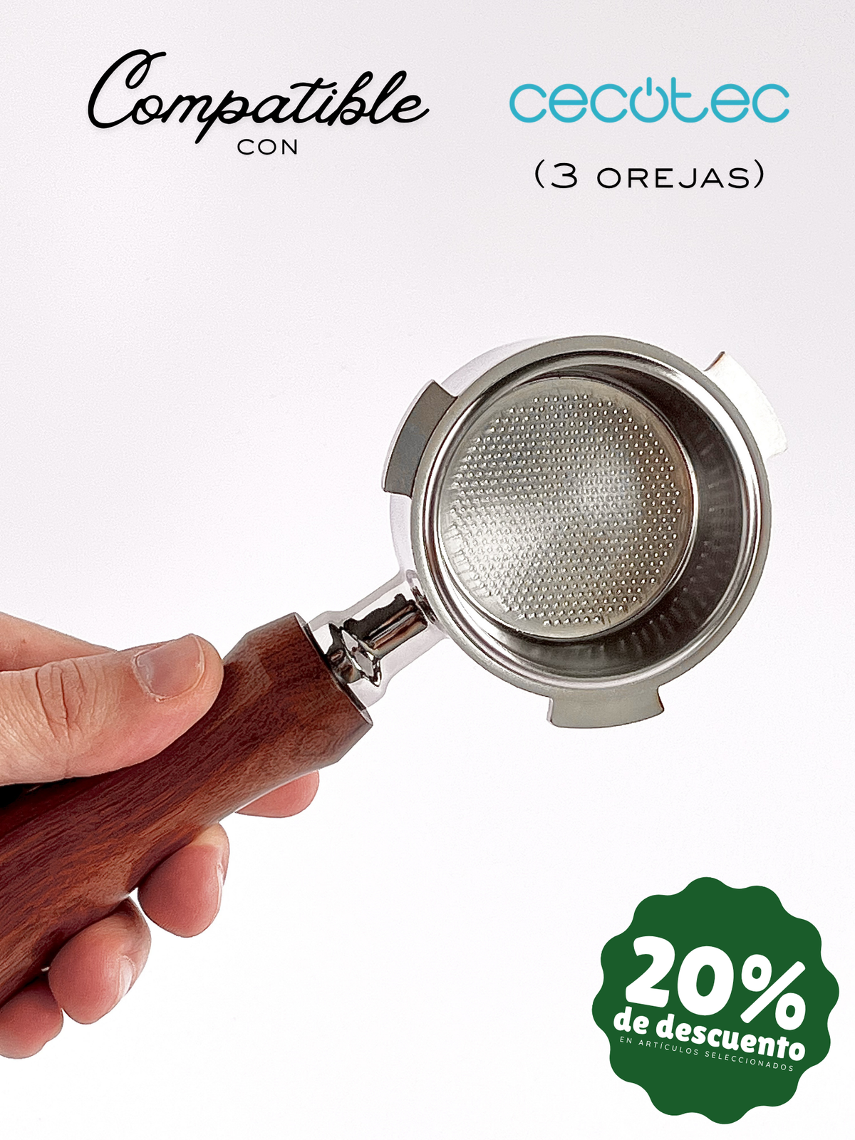 Portafiltro sin fondo de 51mm compatible con Cecotec