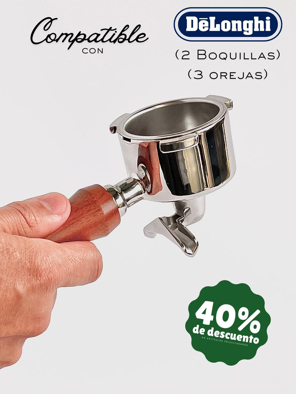 Porta-filtro de 51mm compatível com De’Longhi de 2 bicos e 3 orelhas
